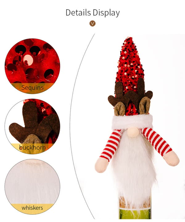 #3×Julevinflaskeindpakning, glitterhætte, julevinsgave#