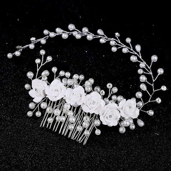 Hårkam for brud, håndlagde bryllupstilbehør til bruder, blomsterhårspenne for kvinner eller barn