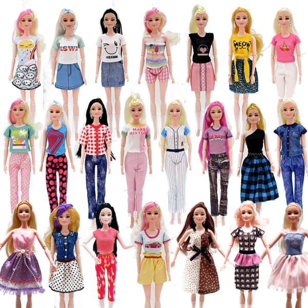 20 stykker Barbie Dukke Påklædning Afslappet Sæt Mode Nederdel