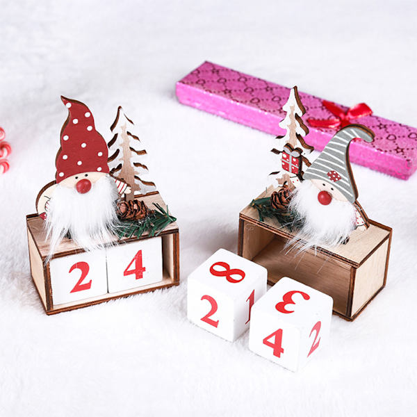 Jule-adventskalender Nedtælling Julemand Træ Dekoration Grey cap
