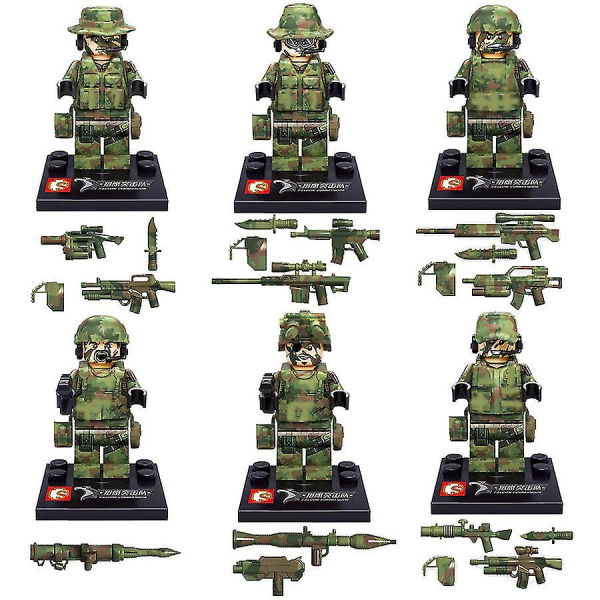 6st Falcon Commando Minifigure Militär monteringsleksak
