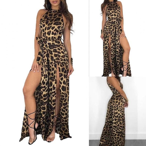 Kvinnors sexig krage ärmlös print delad Jumpsuit Club Outfit XL