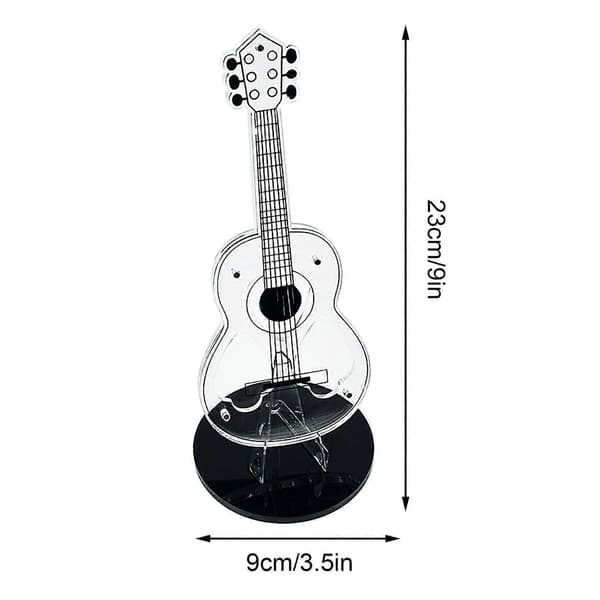 Gitarrplektrumhållare i akryl med stabil bas, transparent gitarrformad förvaringstillbehör för gitarrplektrum