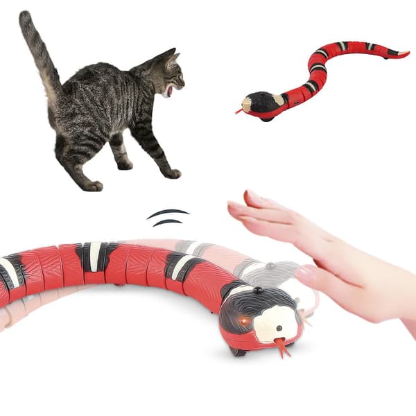 Katter Hundar Husdjur Smart Sensing Interaktiva kattleksaker Automatisk Eletronic Orm Katt Teasing Spela USB Uppladdningsbar