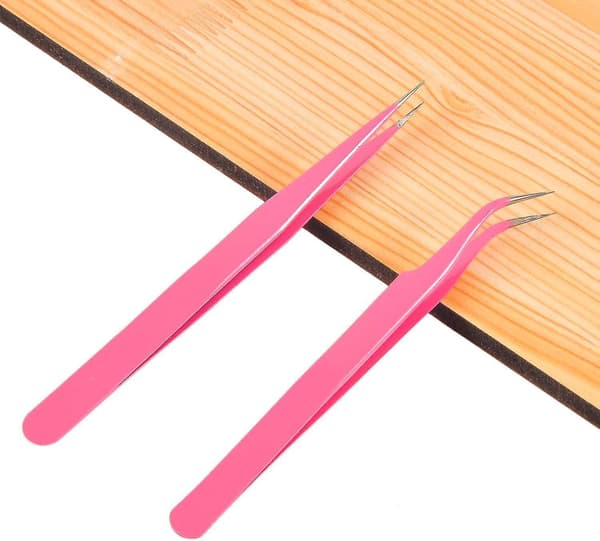 2 stk. Nail Art Pincet Lige Buet Øjenvippe Spidse