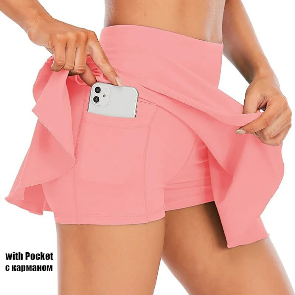 Cloud Hide Tenniskjolar Dam Sport Golf Plisserad kjol Fitness Shorts Hög midja Atletisk Snabbtorka öpning Kort Sport Skort PinkPocket L