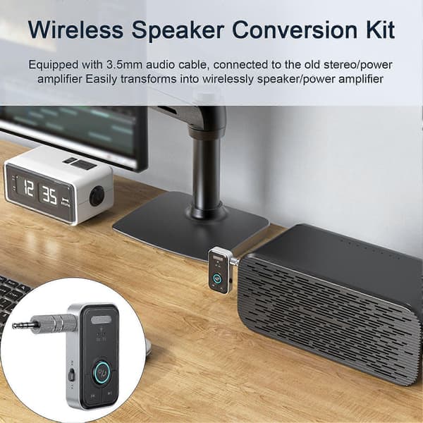 Adapter lydmottaker sender 2-i-1 innebygd mikrofon lav latens HiFi-lyd med 3,5 mm grensesnitt Bluetooth-kompatibel 5.3 lydkonverterer