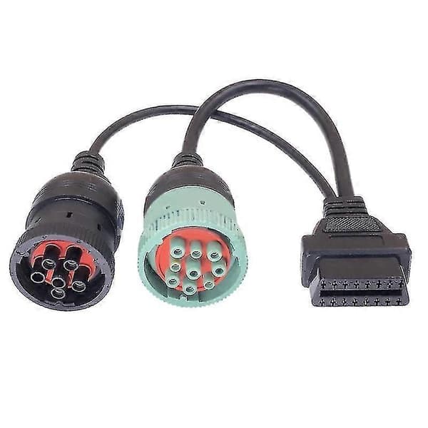 6-pin J1708 eller 9-pin J1939 til 16-pin OBD2 OBDII adapterkabel for lastebil/bil