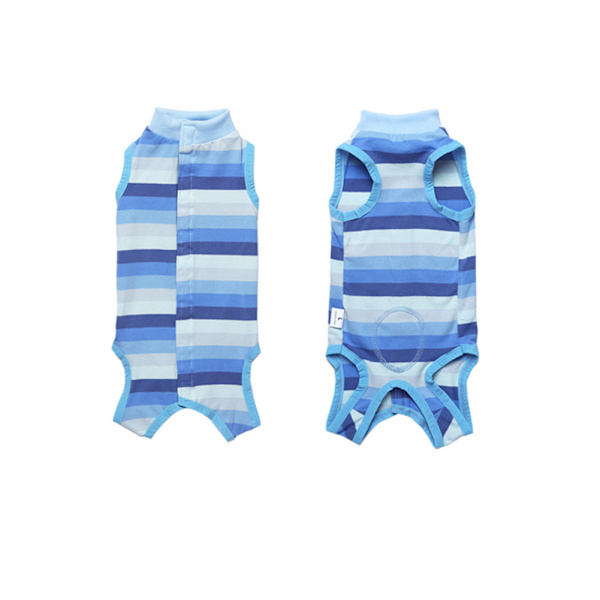 Lemmikkieläinten vaatteet Hengittävät koiranvaatteet juk selkäpainike Design Raidallinen painatus Blue Stripes M