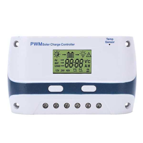 Solcelleladerkontroller 12V 24V LCD-skjerm PWM Solcellepanelregulator for hjemmebasestasjoner Bobiler Yachter Skip