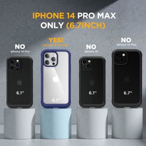 Miracase Glass Series Designad för iPhone 14 Pro Max Case 6,7 tum, [2023 Upgrade] Bumper Case med inbyggd 9H härdat glas Scr Gem Blue