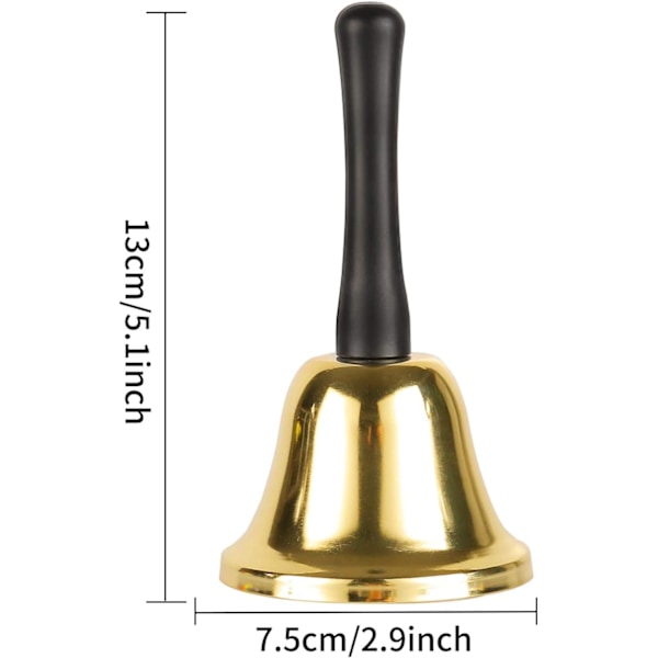 Handklocka Metal Tea Bell Service Bell Guld Handklocka Skola Liten handklocka för vuxna Large