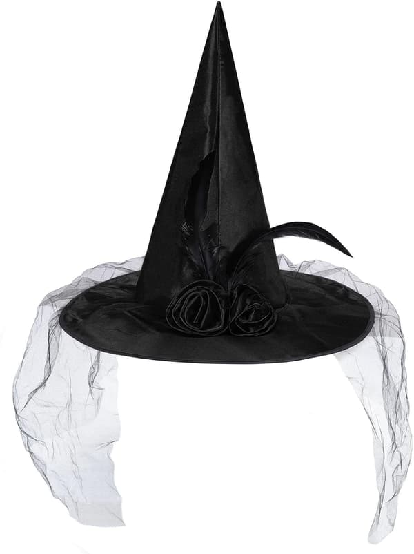 Halloween häxhatt för kvinnor Steeple Lace Halloween kostym