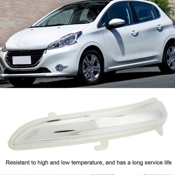 Klar linse sidespeilindikator blinklysdeksel erstatning for Peugeot 208 2012-2017 høyre side