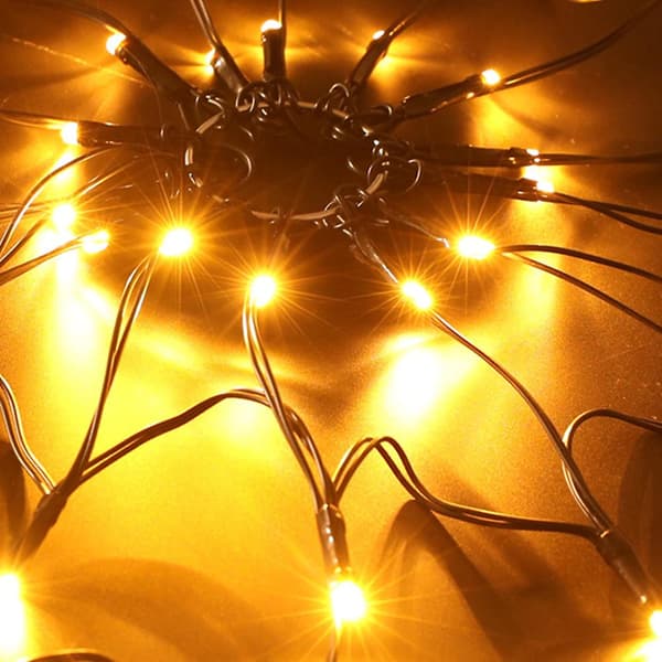 Led Halloween Spider Web Light Net Lights Och 1 Black Spider For Yard Garden Skrämmande Halloween-tema Battery