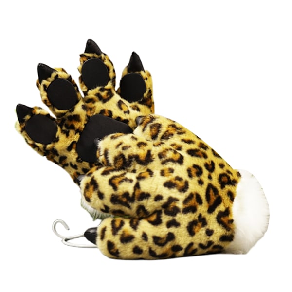Tiger Tail Clip Ører og hansker Sett, Halloween Fancy Party Cosplay Kostyme Leker Golden leopard