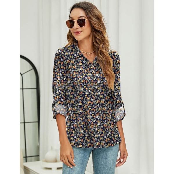 Dame polo shirts Button Down Collared kortærmede toppe V-hals løse bluser