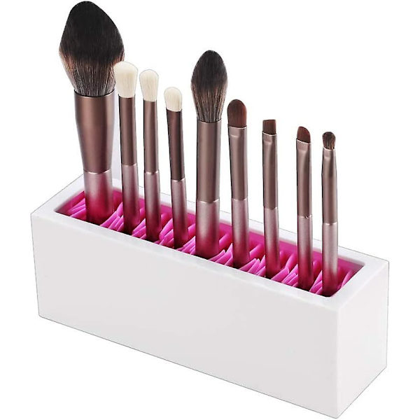 Meikkisiveltimien pidike Organizer, silikoninen Vanity-ilmakuivausteline Siveltimien, eyelinerien ja muiden säilytykseen, käytännöllinen kosmeettisten työkalujen säiliö Red White