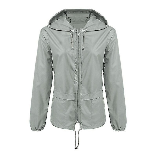 Dam lättviktsregnkappa Utomhus Bärbar Vattentät Hoodie Dragkedja Regnjacka För XL C