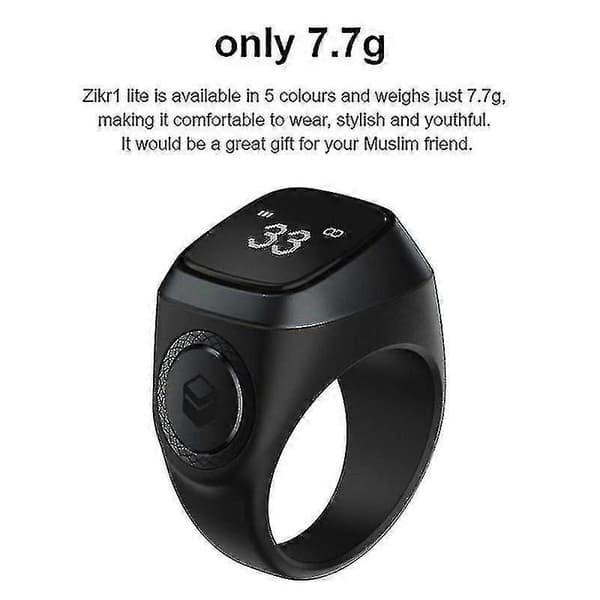 Smart Tasbih Telleapparat Ring For Muslimer Zikr Digital Tasbeeh 5 Bønnetidspåminnelse Bluetooth