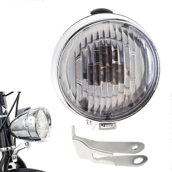 Klassisk retro strømlinjeformet sykkelhovedlys supersterk LED metallkrom B