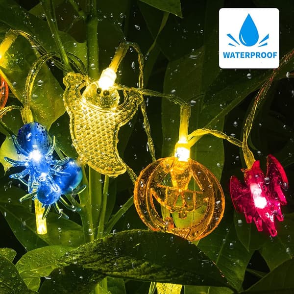 Halloween Lys 6,5 FT - 20 LED-lamper Gresskar Spøkelser Flaggermus Edderkopp-batteri