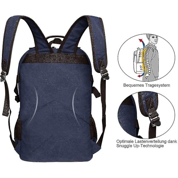Laptopryggsäck med USB laddningsport för män/kvinnor, passar 15,6 tums bärbar dator