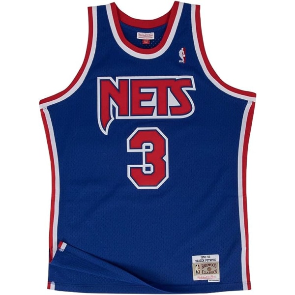 itchell & Ness New Jersey Nets Drazen Petrovic Swingman tröja Royal M