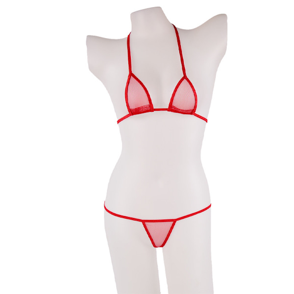 Seksikäs bikinin, stringit pitsillä, kaksiosainen uimapuku Red