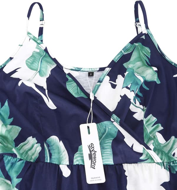 STYLEWORD Dame V-hals Blomstrete Spaghettistropp Su