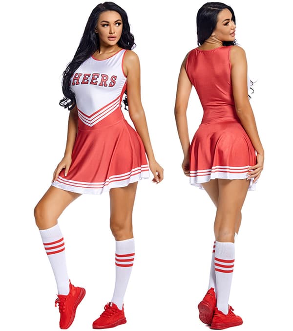 Cheerleader kostume til kvinder Halloween outfit red L