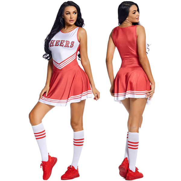 Cheerleader kostyme for kvinner Halloween-antrekk red M