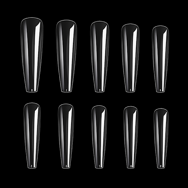 500 Cover Heltäckande Akryl Balett Lång Falsk Nail Tips Nagelverktyg transparent