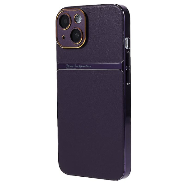 For iPhone 14 Plus PU Lær + PC Bakdeksel Slim Beskyttende telefondeksel Purple