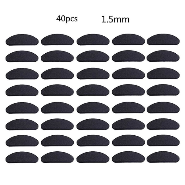 40 delar självhäftande nässkydd för glasögon, solglasögon, läsglasögon Black D-shaped 1.5mm