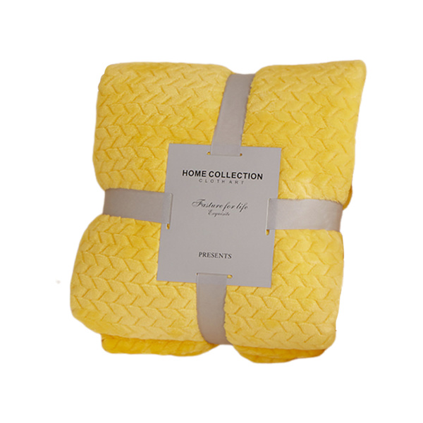 Puhtaan värin vehnäntähkäkuvioinen plyyshuopa, taitettava, pitää lämpimänä, mukava huopa vuodesohvalle Yellow 50*70cm