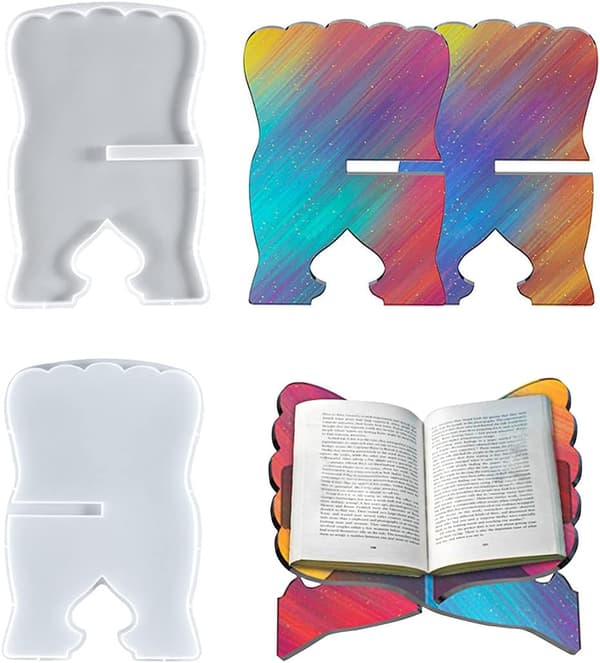 2 stk. tablet-læsehylde silikoneform epoxyharpiks bogholder