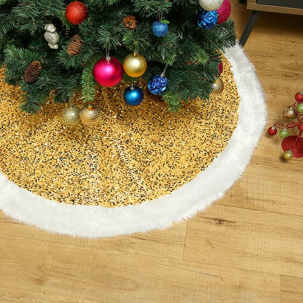 Julgranskjol 120cm, guldpaljett julgranskjol, plus