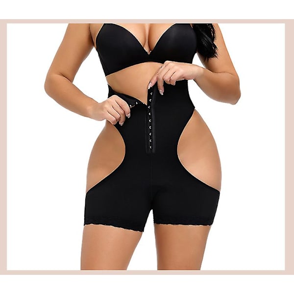 Butt ifting Byxor Korsett Magkontroll Underkläder Hög midja Bältesspänne Magkontroll Shapewear Dam black L
