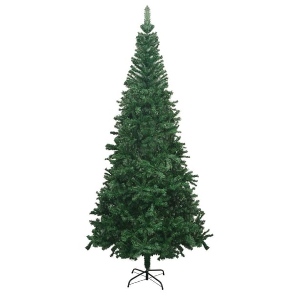 vidaXL Plastjuletræ med LED og julekugler L 240 cm grøn Grön