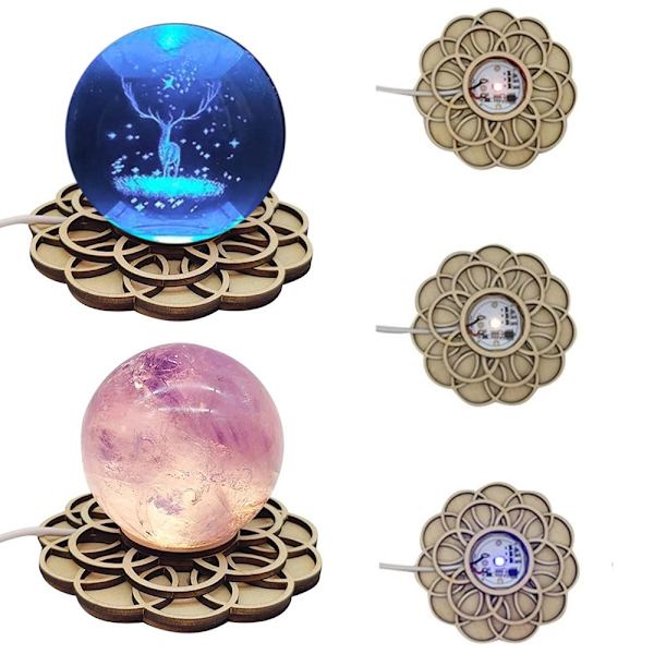 Crystal Ball Display Stand Crystal Ball Hållare VIT LJUS White Light