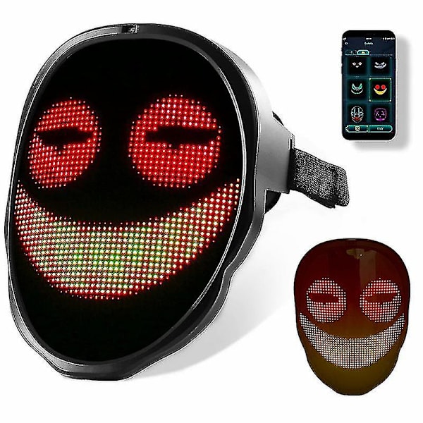 Venalisa Halloween Light Up -naamio LED-näytöllä, sovelluksella ohjattava, täysvärinen LED-kasvoja vaihtava valaiseva naamio, tukee DIY-kuvia