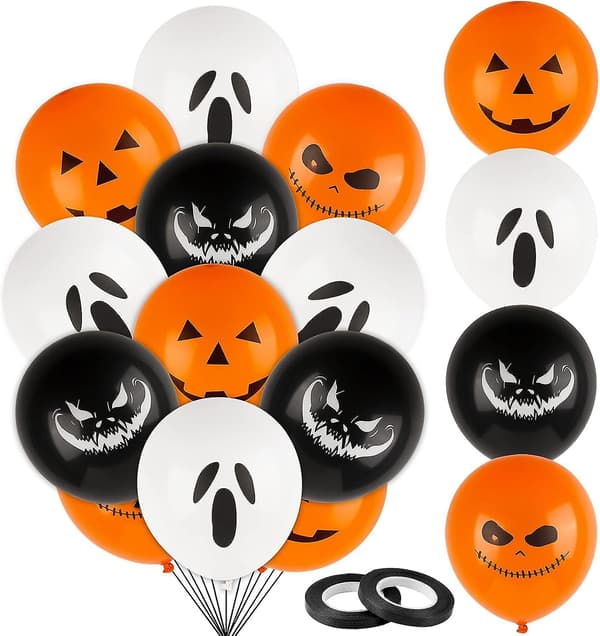 Fængslende 24-delt Halloween sæt: Orange Hvid Sort 12\" Latex