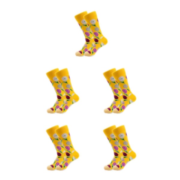 1/2/3/5 Färgglada Blomma Och Växter Strumpor För Dam - Lämplig 3#One size fits all 5PCS