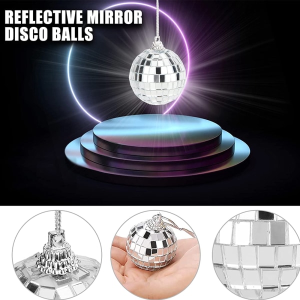 Silver Disco Reflexspegel Xmas Balls Lätt att hänga för 12cm