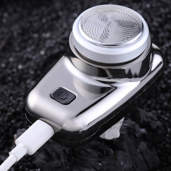 Mini Skäggtrimmer Digital Elektrisk Rakhyvel Skägg Trimmer för Män Resor silver