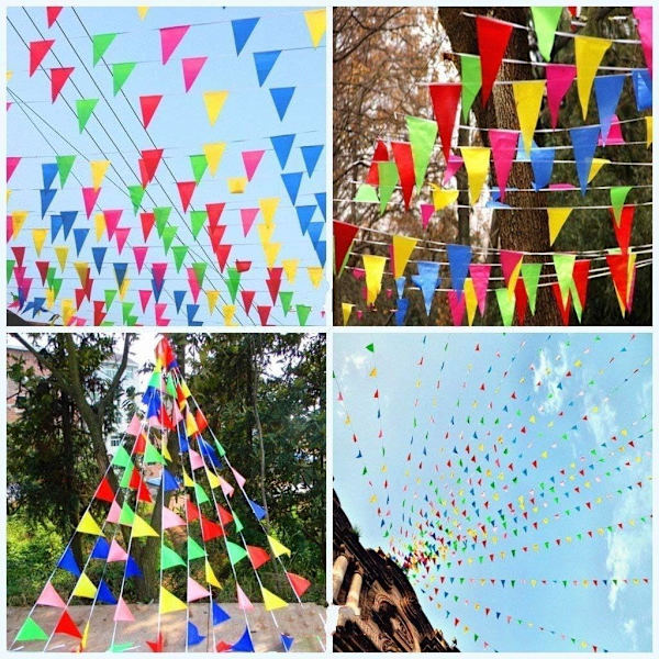 80 m, Bunting coloré de partie Drapeau triangel Chaîne de