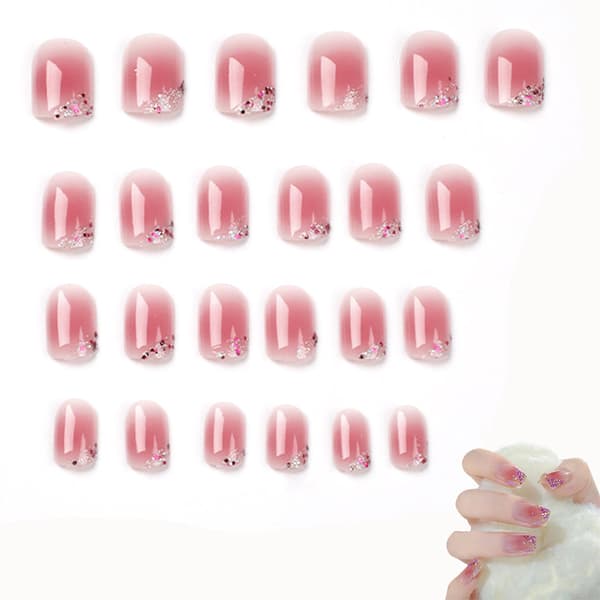Söt press på naglar Medium Fake Nails Design Full Cover