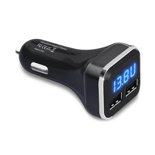 2 STK Billader Voltmeter Bilbatterimonitor med LED Spennings- og Strømvisning, for 11 / Xs, Galaxy S20 / S10
