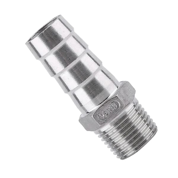 Vattenrörskoppling med utvändig gänga i rostfritt stål, slanganslutning (1/2\"x19mm)